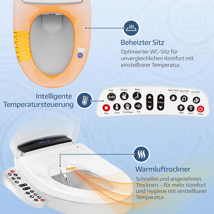 TokyoSeat Japanische Toilette, Dusch WC Aufsatz – Smart Toilet mit Bidet, beheizbarer Toilettenbrill