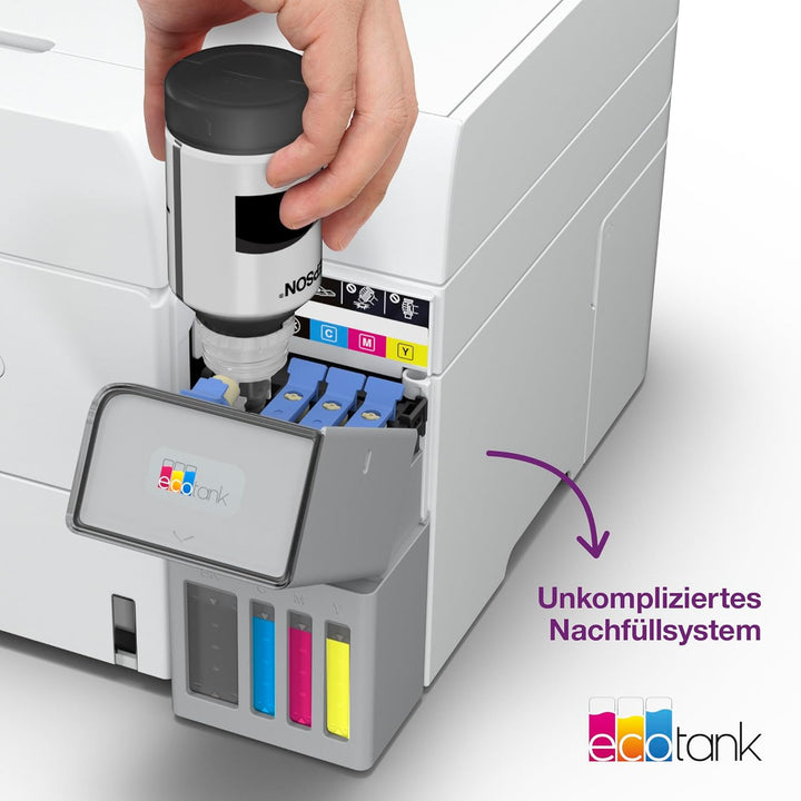 Epson EcoTank ET-4956 Weisser A4-Multifunktionsdrucker mit Wi-Fi & AirPrint Tintentank, automatische