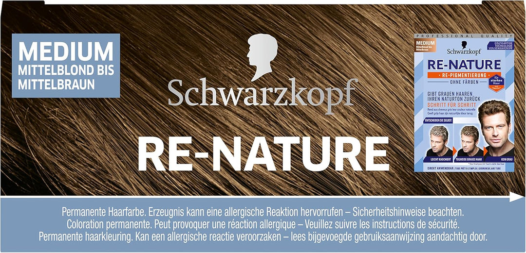 Men Perfect Re-Nature Männer Mittelblond bis Mittelbraun (3x 145 ml), Re-Pigmentierungs-Creme, stell