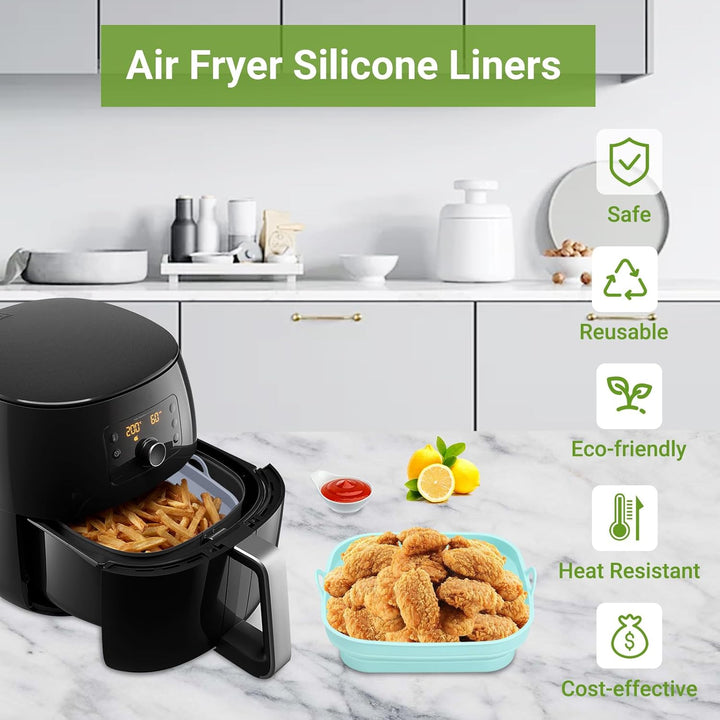 Alyvisun Silikonform für Heissluftfritteuse 2 Stück Airfryer Silikon Backform Wiederverwendbar Silik