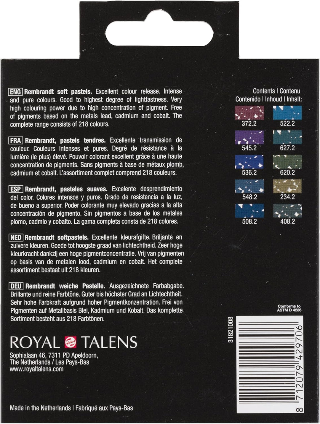 Rembrandt Soft Pastell Micro Set, 10 Stück Halbstäbchen, dunkle Farbtöne Auswahl 10 Halbstäbchen im