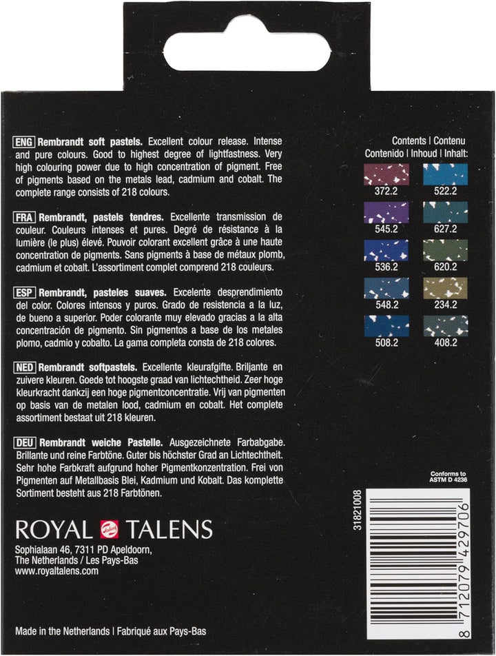 Rembrandt Soft Pastell Micro Set, 10 Stück Halbstäbchen, dunkle Farbtöne Auswahl 10 Halbstäbchen im