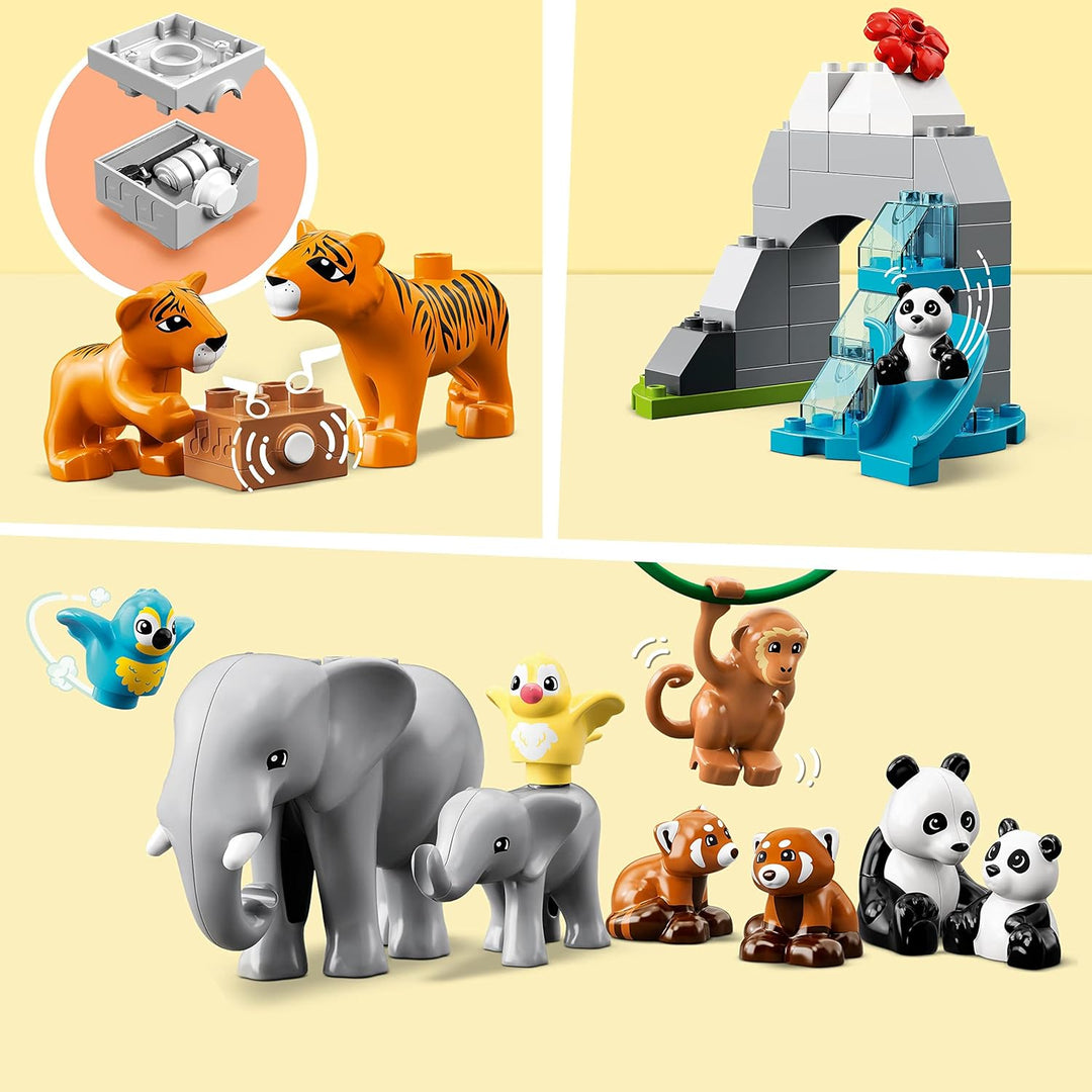 LEGO 10974 DUPLO Wilde Tiere Asiens, Spielzeug-Set aus Bausteinen mit Sound und Tierfiguren, mitunte