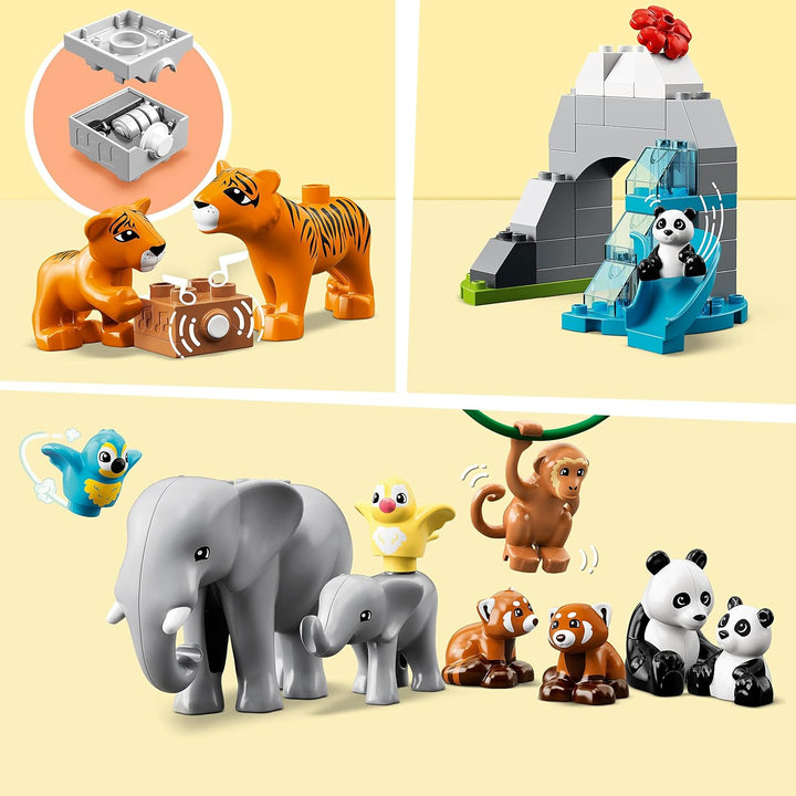 LEGO 10974 DUPLO Wilde Tiere Asiens, Spielzeug-Set aus Bausteinen mit Sound und Tierfiguren, mitunte