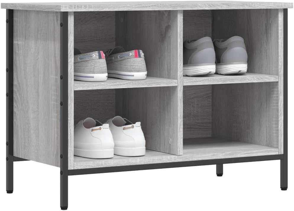 Schuhschrank 69x35x50cm Grau Sonoma Holzwerkstoff,Pulverbeschichtetes Stahl Vorratsschrank Schuhaufb