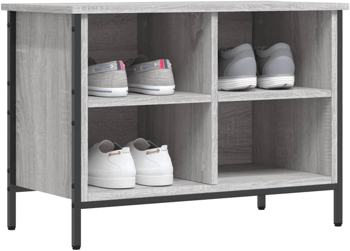 Schuhschrank 69x35x50cm Grau Sonoma Holzwerkstoff,Pulverbeschichtetes Stahl Vorratsschrank Schuhaufb