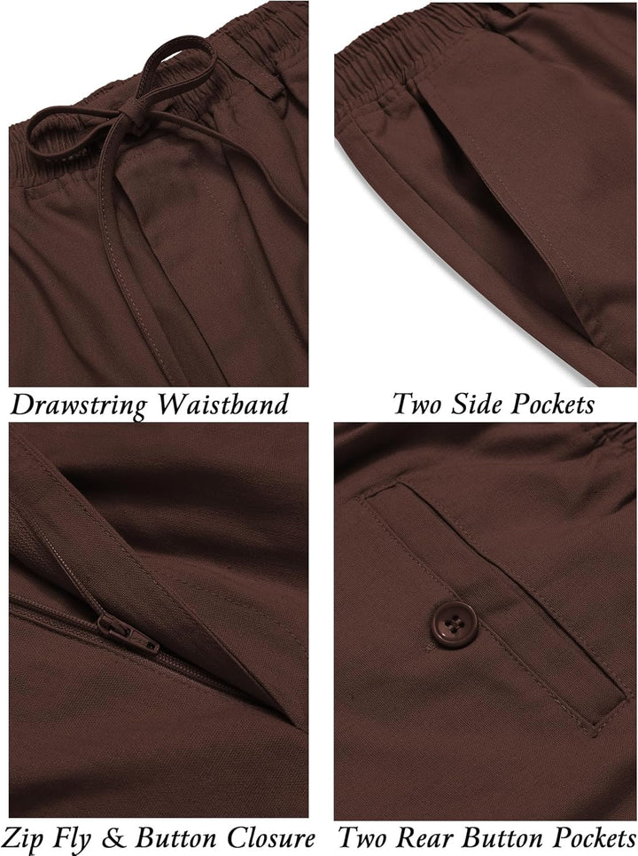 COOFANDY Herren Leinenhose mit Kordelzug Leicht Sommerhose Freizeithose Einfarbig Hose Lang für Männ