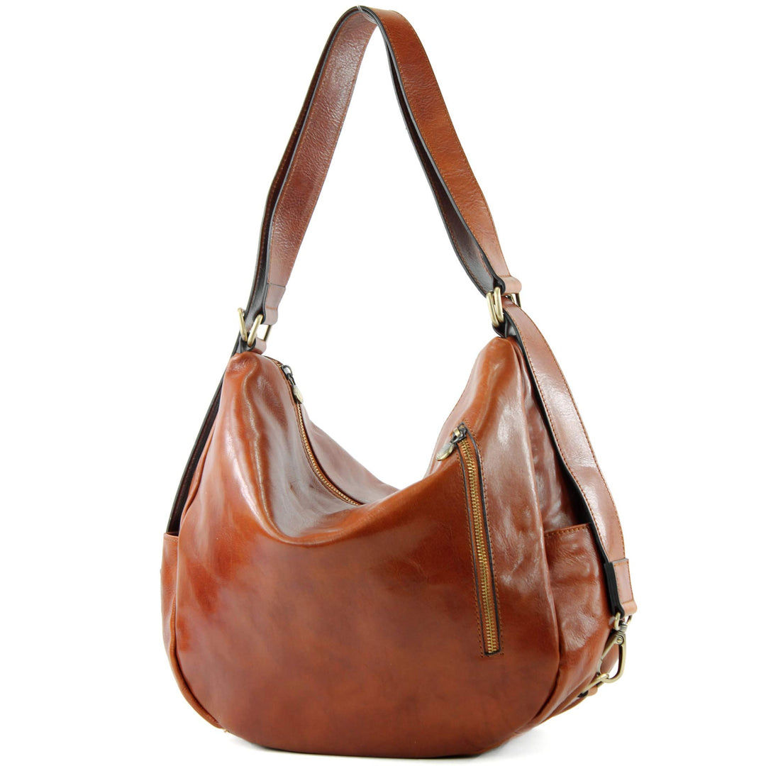 modamoda de - T176 - Rucksack Tasche aus hochwertigem Leder T176 Cognac, T176 Cognac