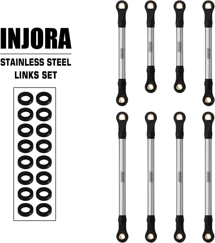 INJORA Gerade Chassis Lenker Edelstahl Link Set für TRX4M Upgrade 1/18 RC Crawler