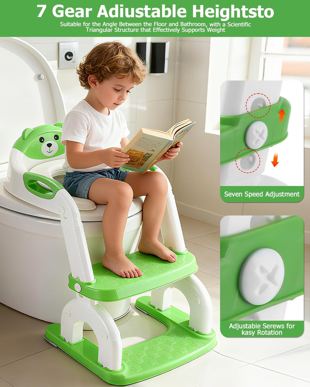 2-in-1 Toilettensitz Kinder mit Treppe, Upgraded WC Aufsatz für Kinder für Jungen und Mädchen, Toile