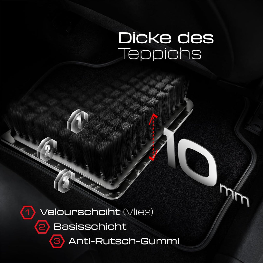 M MOTOS Velours Premium fussmatten Auto kompatibel mit Volkswagen Golf V 2003-2009 - Premium, Leder,