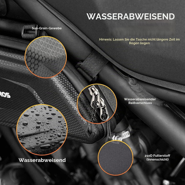 ROCKBROS Motorradtasche Rahmentasche Motorrad wasserdichte Motorrad Werkzeugtasche ca.1,5L Schwarz,