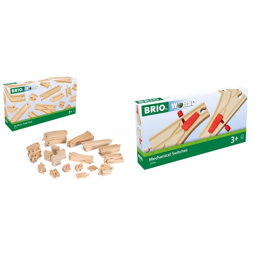 BRIO World 33772 Grosses Schienensortiment 50 Teile - Schienen Set für die BRIO Eisenbahn - Kleinkin
