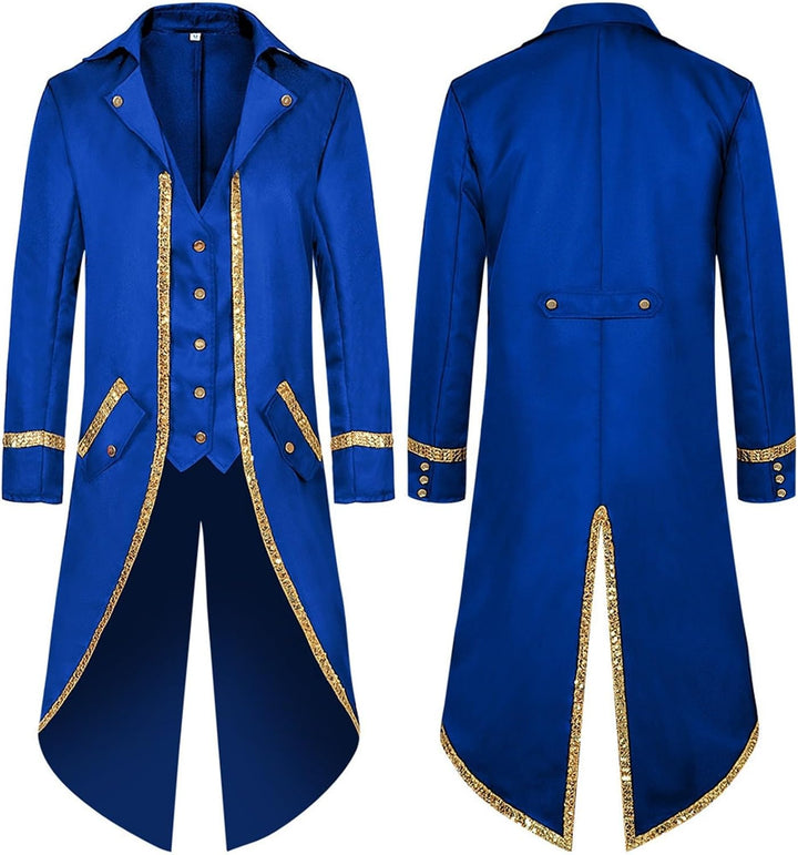 Viktorianische Steampunk Jacke für Herren Vintage Gothic Piraten Slim Fit Frack Wikinger Renaissance