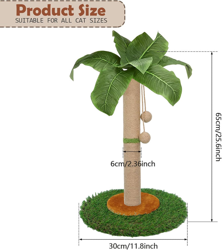 HOMYHANDS Kratzbaum für Indoor-Katzen und Kätzchen, 60 cm hoch, Katzenkratzbaum mit Sisalseil, Palme