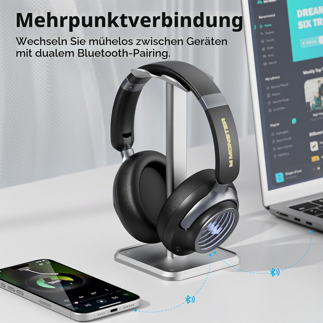 Monster MS-Persona4 Bluetooth-Kopfhörer mit Aktiver Geräuschunterdrückung, 70 Stunden Akkulaufzeit,