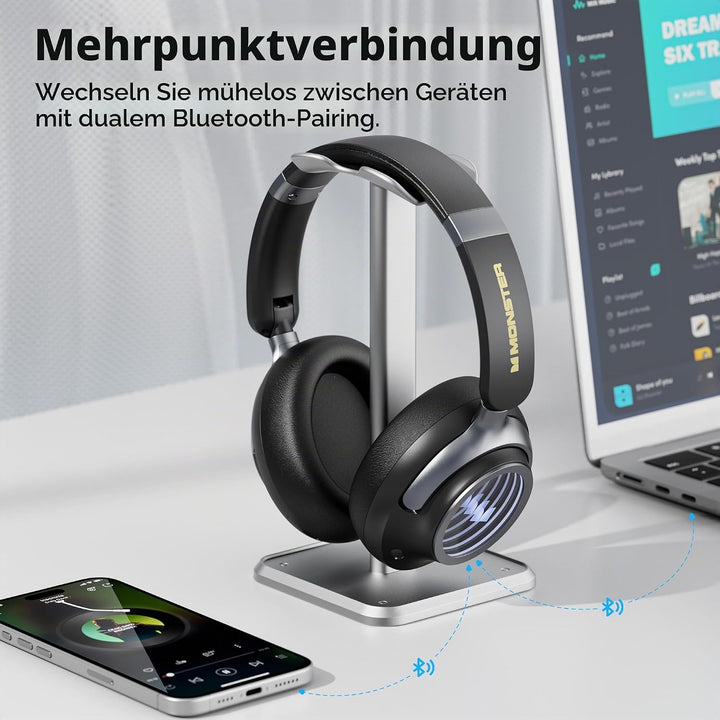 Monster MS-Persona4 Bluetooth-Kopfhörer mit Aktiver Geräuschunterdrückung, 70 Stunden Akkulaufzeit,