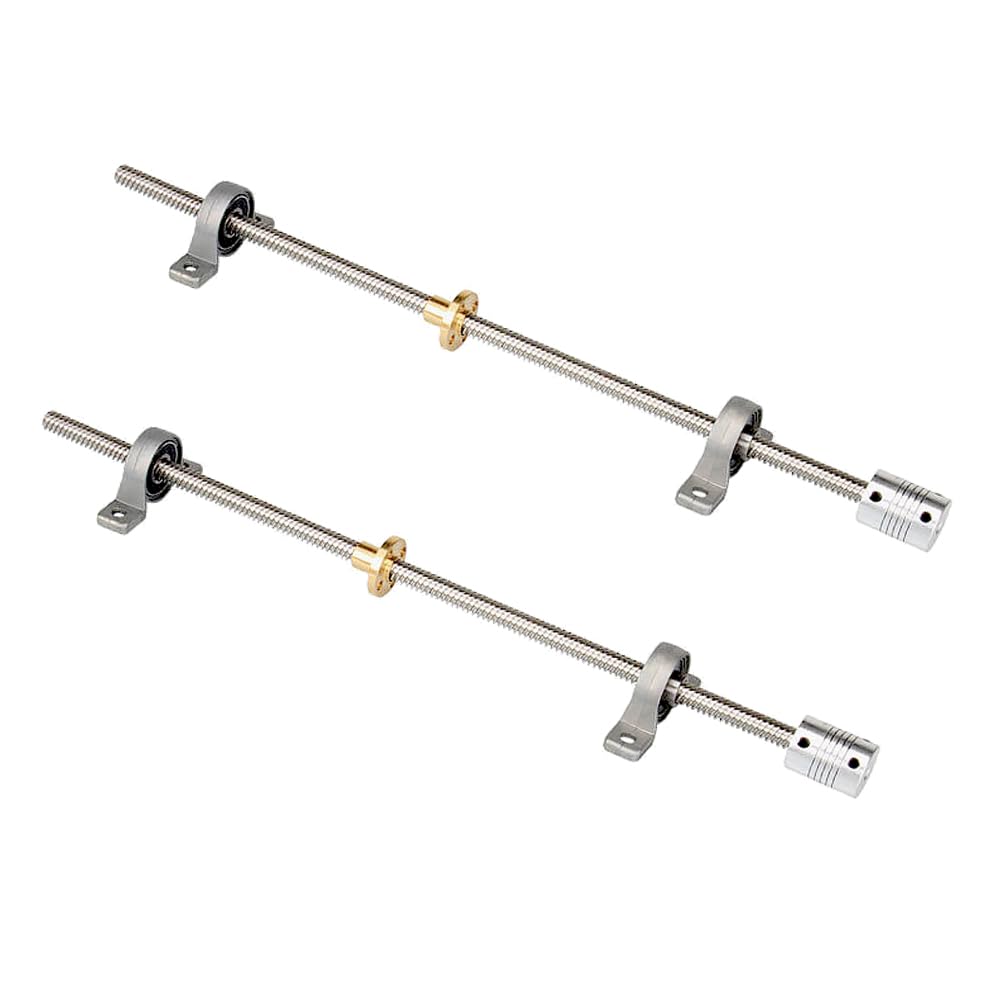 2 Set 200mm T8 Gewindespindel Set, 304 Edelstahl 8mm Gewindestange mit Messingmutter,Horizontale Ste