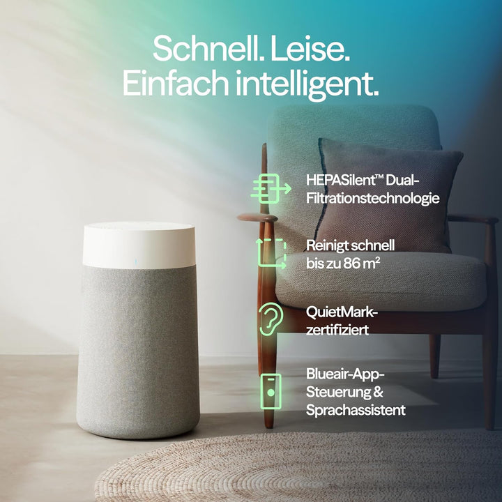 BLUEAIR Luftreiniger für mittlere Räume, reinigt 172 m² in 1h, HEPASilent Luftwäscher für Haus, Haus