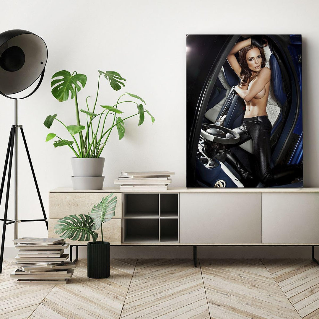 Bilder auf Leinwand 55x100cm Leinwandbild mit Rahmen Schönheit Körper Auto Modell Gross Wanddeko Bil