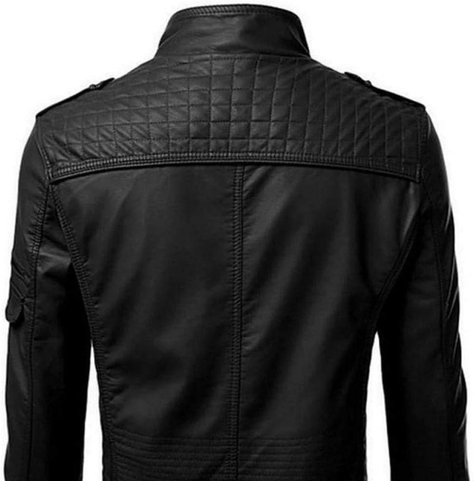 YEBIRAL Herren Biker Lederjacke Übergangsjacke Vintage Jacke Schwarz Kunstleder Bikerjacke XL Schwar
