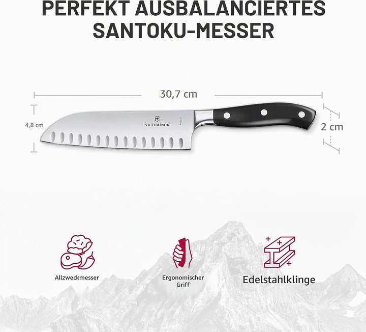 Santokumesser, geschmiedet, mit Kullenschliff,