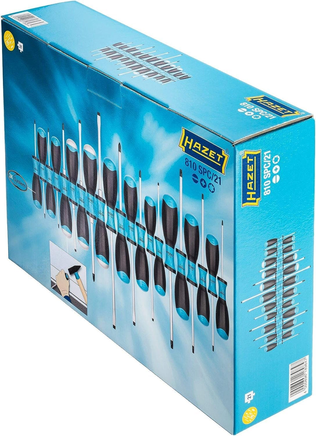 HAZET Schraubendreher-Set 810SPC/21, 21-teilig, verschiedene Schraubendreher in praktischer Box, mit