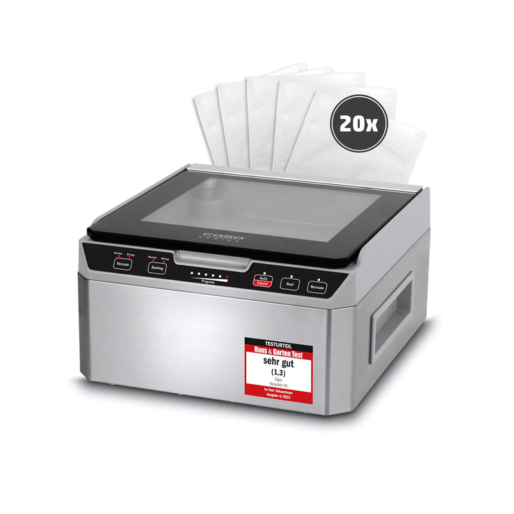Caso VacuChef 40 - Kammervakuumierer aus Edelstahl, 3L Vakuumkammer 70 Liter/Minute, doppelte Schwei