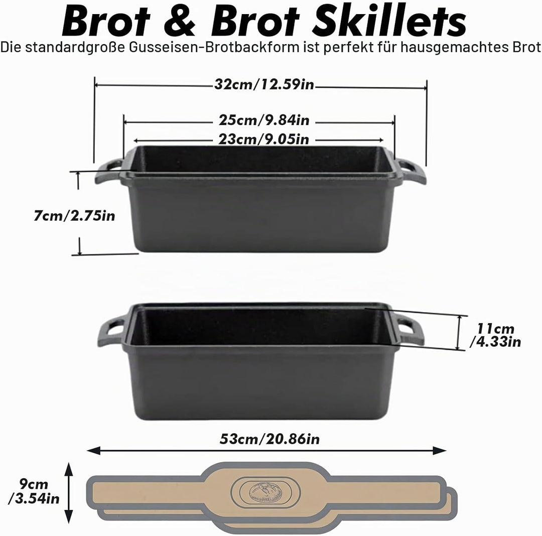 Gusseisen Brotbackform mit Deckel & Antihaft,Ofenfeste Kastenform Toastbrot Backform,Brottopf zum Ba