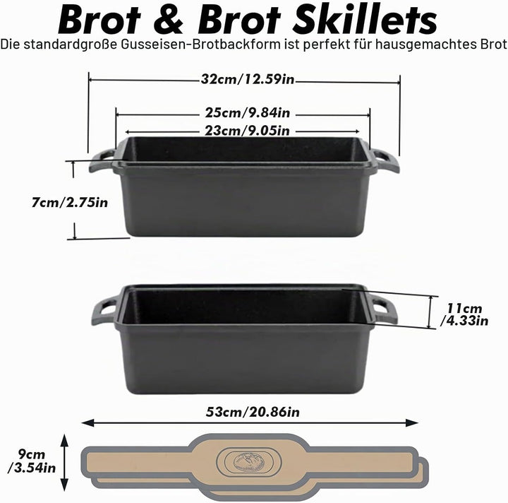Gusseisen Brotbackform mit Deckel & Antihaft,Ofenfeste Kastenform Toastbrot Backform,Brottopf zum Ba