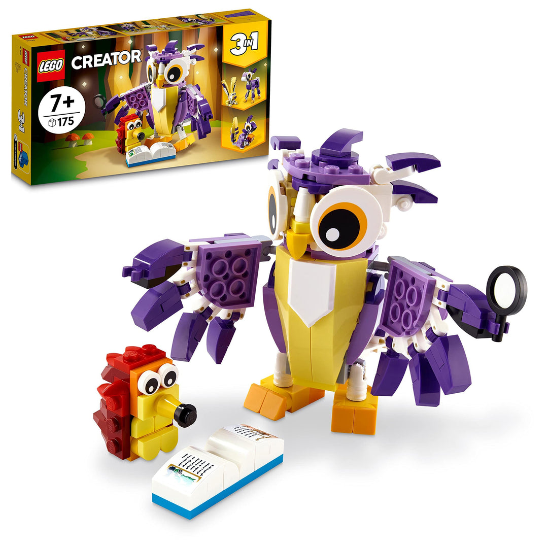 LEGO Creator 3-in-1 Wald-Fabelwesen: Hase - Eule - Eichhörnchen, Set mit Tierfiguren zum Bauen, Spie
