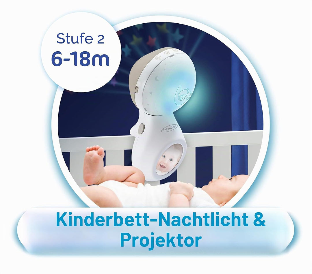 Infantino 3-in-1 Projektor Musik-Mobile, Umwandelbares Mobile, Lichtprojektor für Tisch & Kinderbett