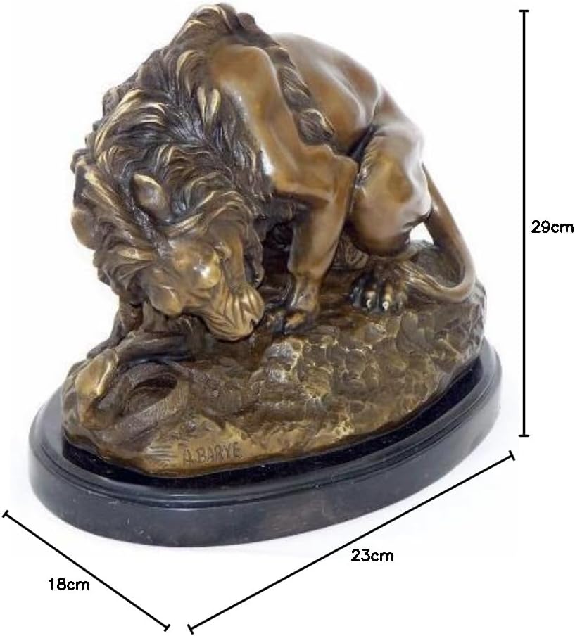 Kunst & Ambiente - Antoine-Louis Barye - Lion and Serpent - Löwe mit Schlange - signiert - Skulptur