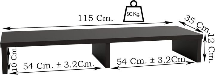 Henor TV-Ständer aus FSC® Holz, TV-Bildschirmerhöhung, 115 x 35 x 12 cm, Tragkraft 90 kg, Graphit 11