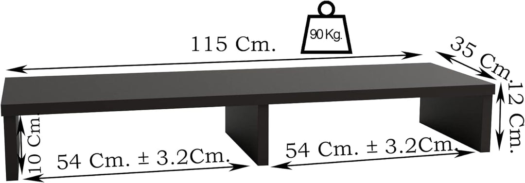 Henor TV-Ständer aus FSC® Holz, TV-Bildschirmerhöhung, 115 x 35 x 12 cm, Tragkraft 90 kg, Graphit 11