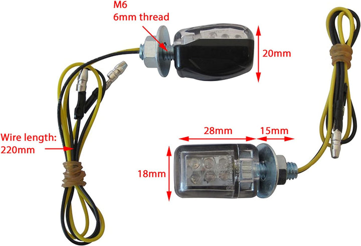 Universelle Blinklichter für Motorräder, E-Prüfzeichen, schwarz, mit Mikro-LED