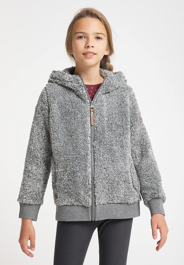 Ragwear Valentyna Mädchen Sweatjacke Sweatshirt mit Kapuze Plüsch Teddyfell Jacke Cardigan Strickjac