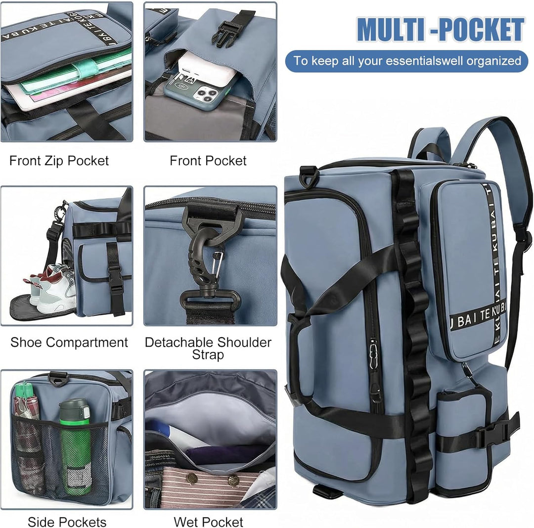 Sporttasche Reisetasche für Damen und Herren, Gross 65L Sporttaschen mit Schuhfach &amp; Nassfach, Large