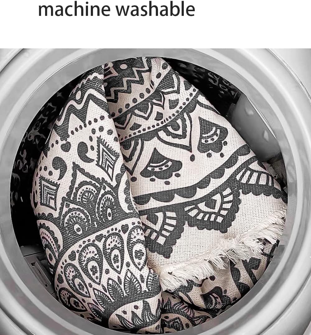Vintage Boho Baumwolle Teppiche Mandala Muster Waschbar Handgewebte Böhmische Runder Teppich mit Qua