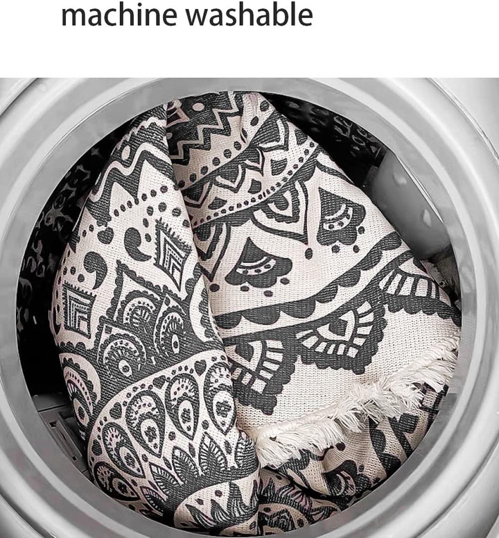 Vintage Boho Baumwolle Teppiche Mandala Muster Waschbar Handgewebte Böhmische Runder Teppich mit Qua