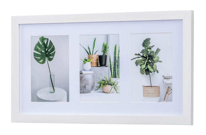 levandeo Bilderrahmen Collage 3 Fotos 10x15cm Ahorn Weiss MDF Holz Passepartout Glasscheibe Fotorahm