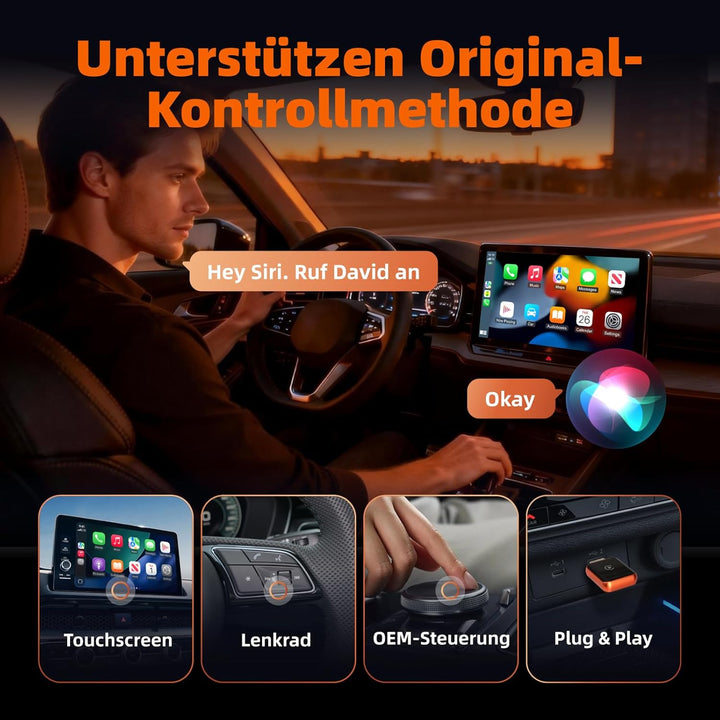 LINGHUANG CarPlay Wireless Adapter for Apple iPhone & Android Auto Wireless Adapter, Upgrade von Wir