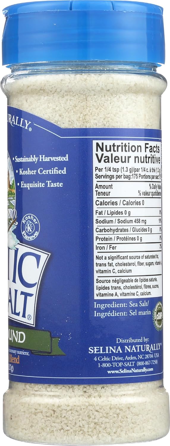 Celtic Sea Salt?, Fine Ground, By The Grain & Salt Society, 8 oz. Shaker