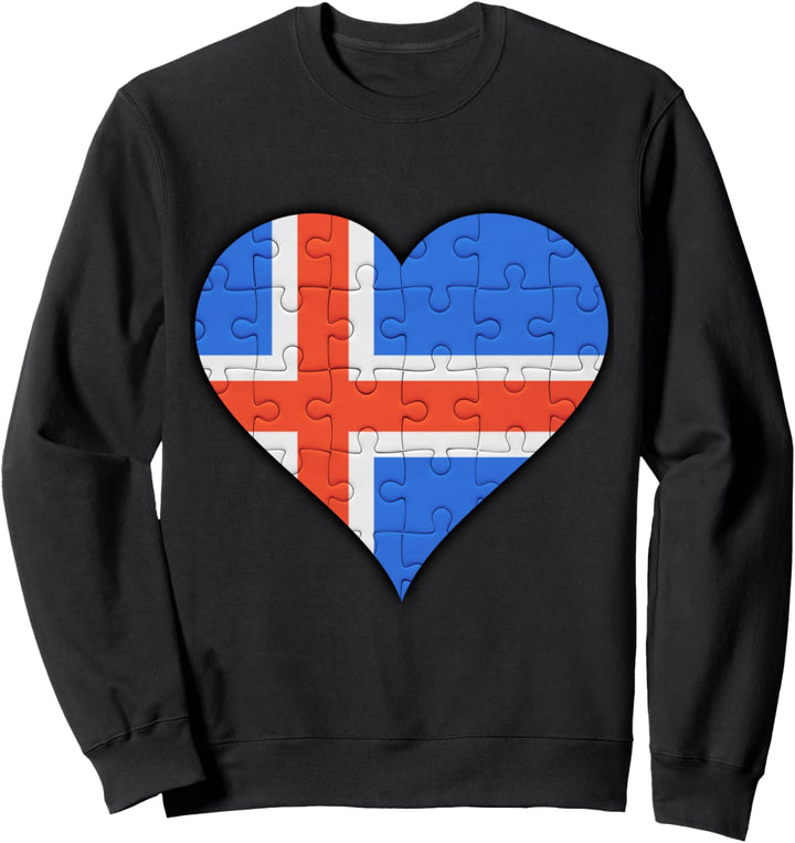 Island Islandische Flagge Herz Sweatshirt