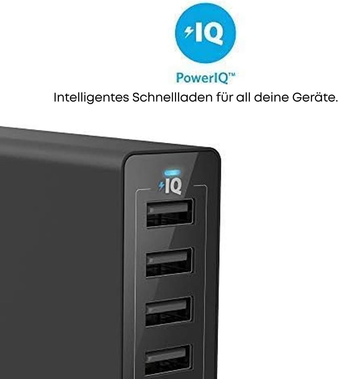 Anker PowerPort 6 (60W 6-Port USB Ladegerät) Family-Sized Desktop Ladeadapter mit PowerIQ Technologi