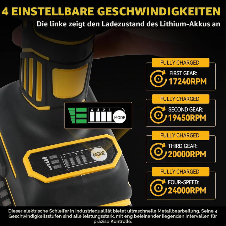 Akku Geradschleifer Kompatibel mit DeWalt 18V Akku, Bürstenloser Geradschleifer 6mm 3mm Bohrfutter P
