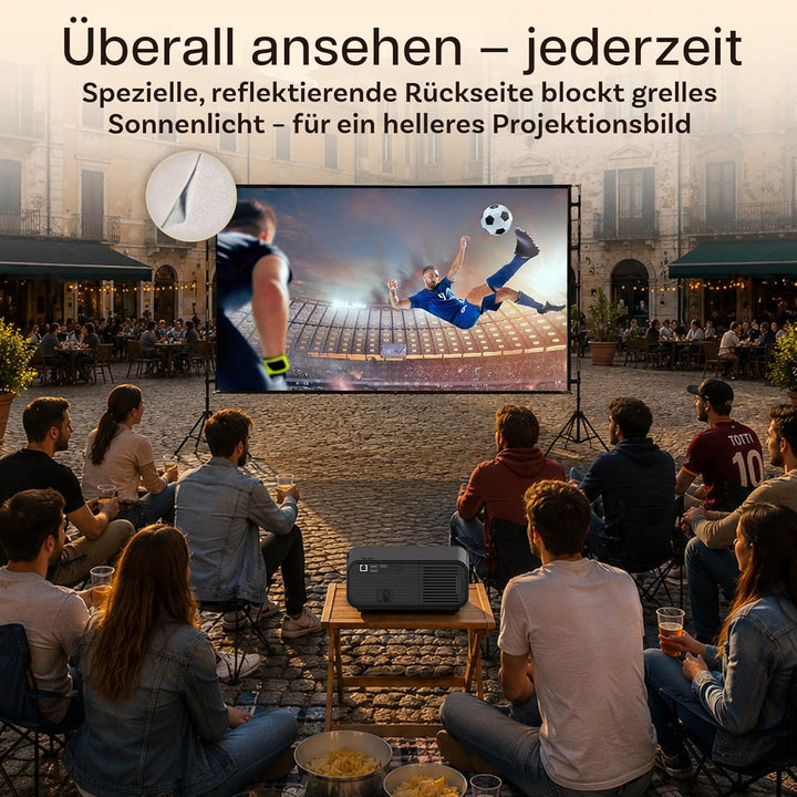 Beamer mit WiFi & Bluetooth Outdoor, 100 Zoll Projektionsleinwand & Stativ von MMOBIEL – Native 1080