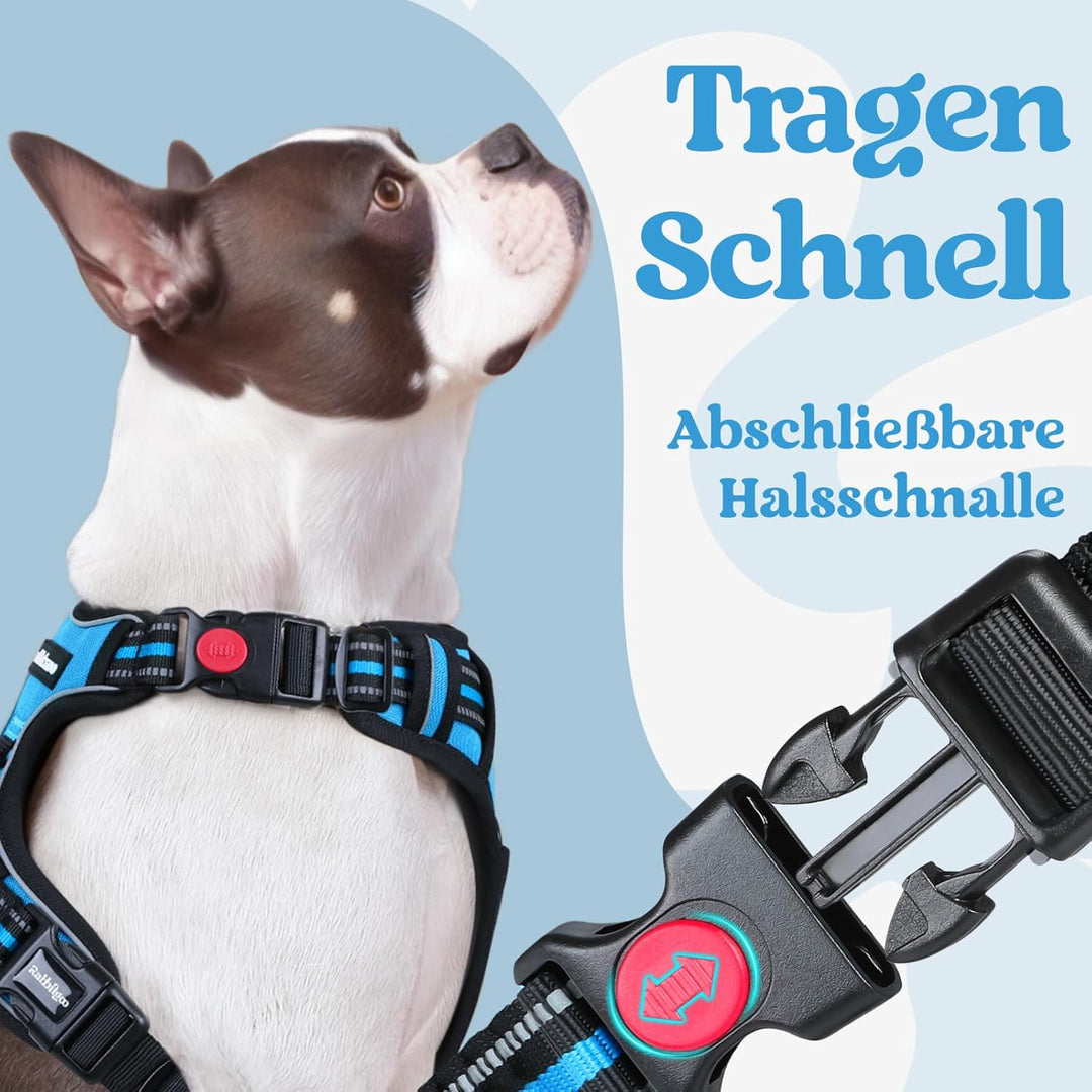 rabbitgoo Hundegeschirr Mittelgrosse Hunde, Verstellbare Geschirr Hund ohne Zug & Würgen, Anti Zug H