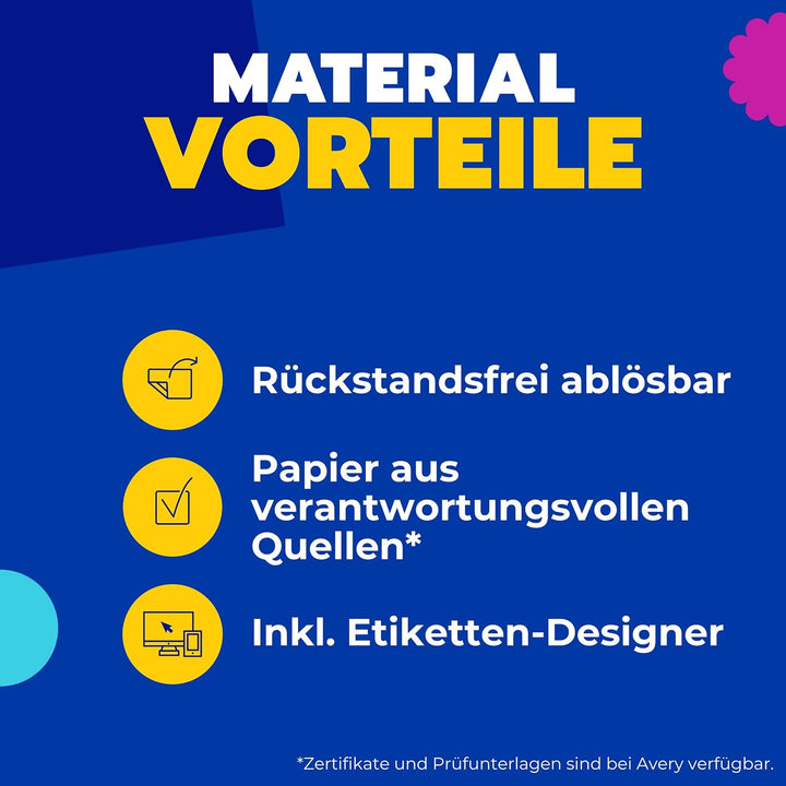 AVERY Zweckform L4736REV-25 Universal Etiketten (1.200 plus 240 Klebeetiketten extra, 45,7x21,2mm au