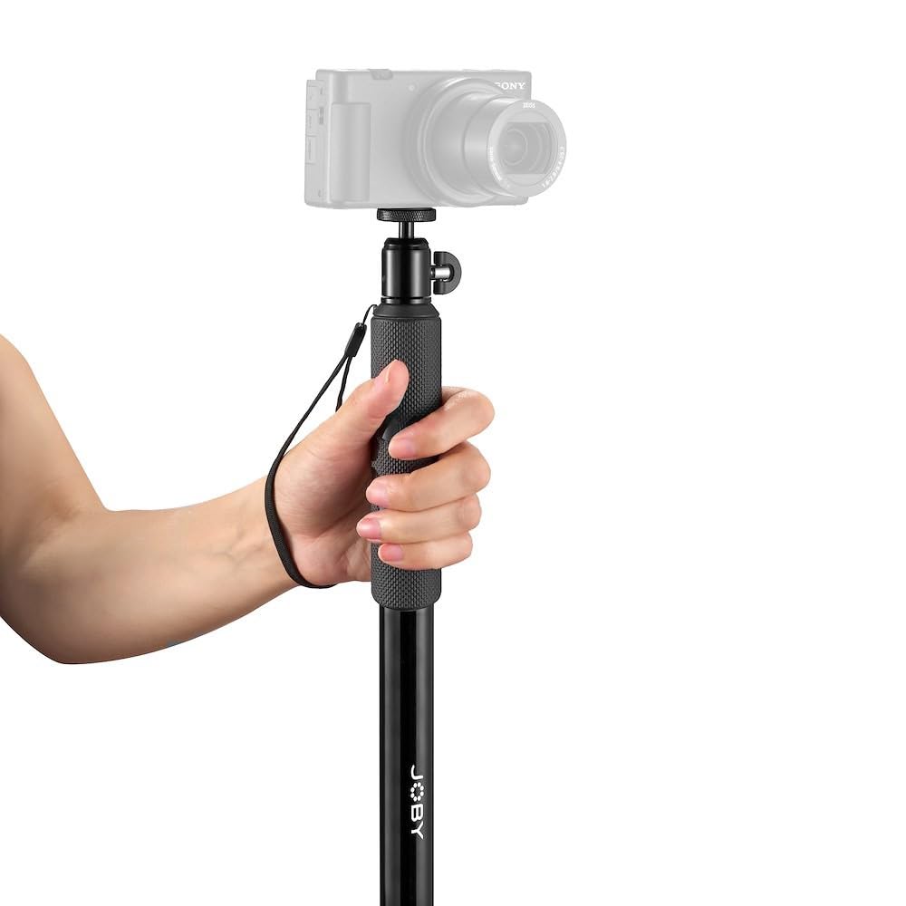 JOBY Compact Monopod 2-in-1, Kamera / Action Cam mit Kugelkopf, Universal ¼-20" Mount, Schwenkhalter